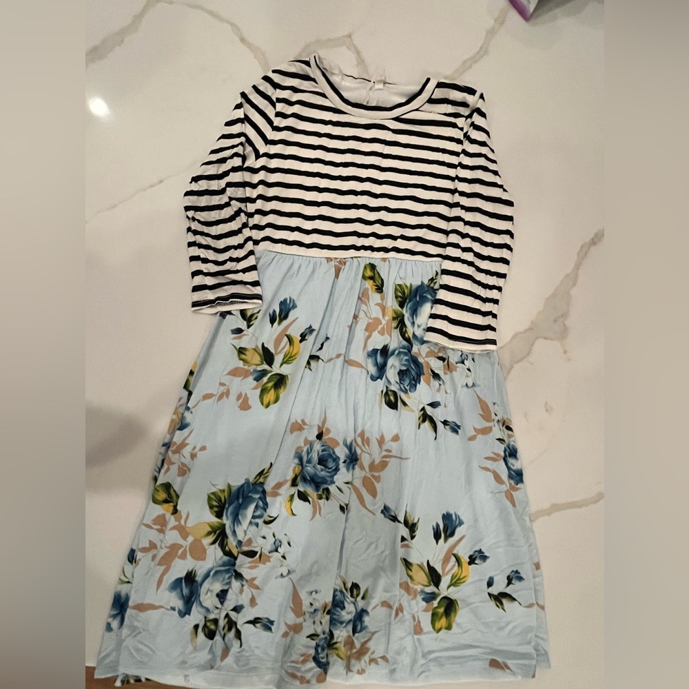 Striped and Floral Maternity Dress